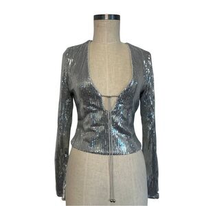 Away Silver Sequin Women's Top